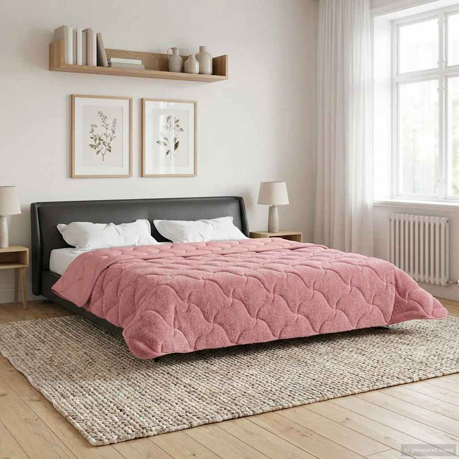 Zomer Dekbed Roze 240 x 260 cm Microfiber en Teddy fleece