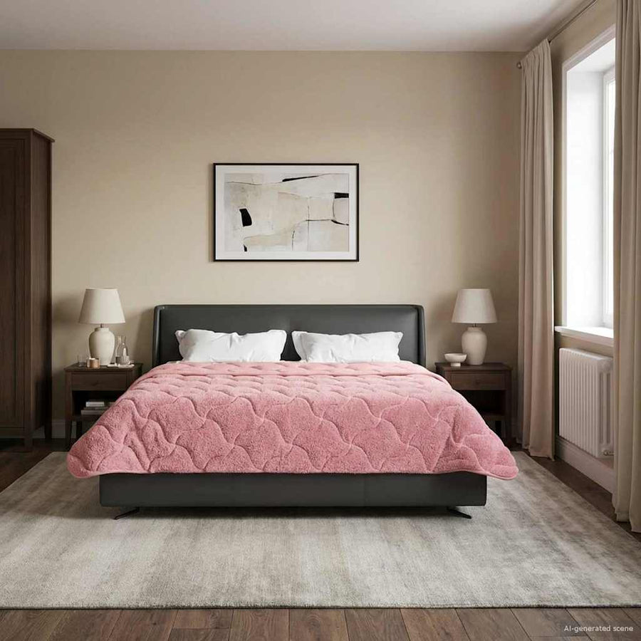 Zomer Dekbed Roze 240 x 260 cm Microfiber en Teddy fleece