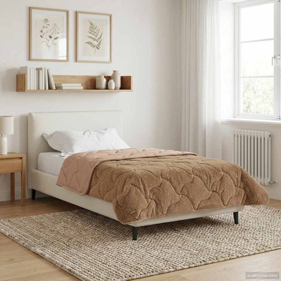 Zomer Dekbed Taupe 135 x 200 cm Microfiber en Teddy fleece
