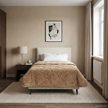 Zomer Dekbed Taupe 135 x 200 cm Microfiber en Teddy fleece