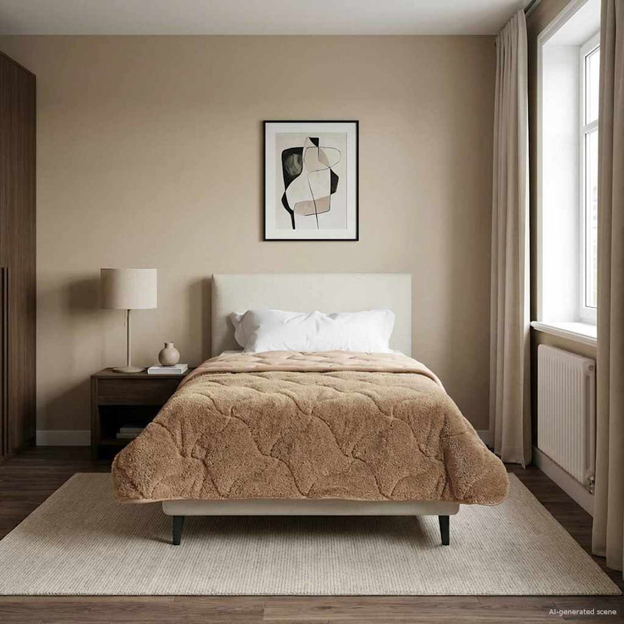 Zomer Dekbed Taupe 135 x 200 cm Microfiber en Teddy fleece