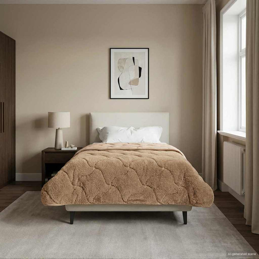 Zomer Dekbed Taupe 140 x 220 cm Microfiber en Teddy fleece
