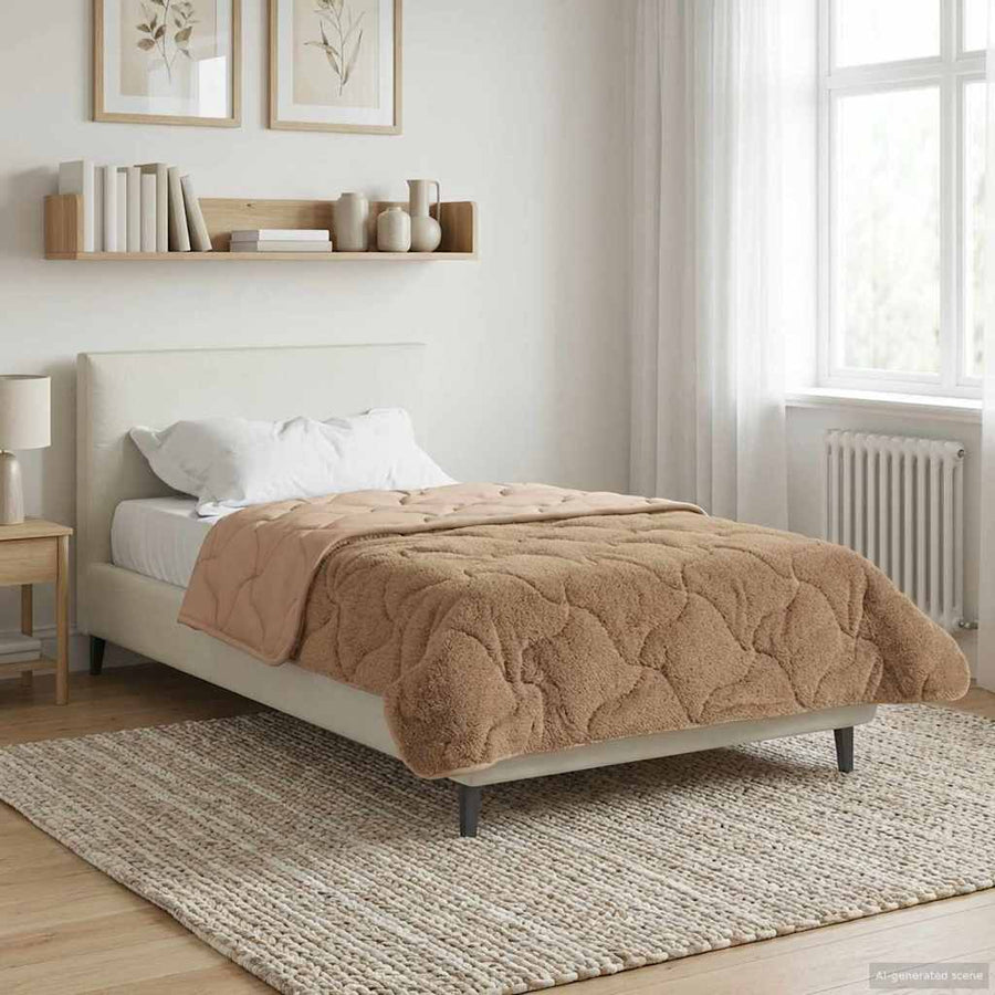 Zomer Dekbed Taupe 155 x 200 cm Microfiber en Teddy fleece