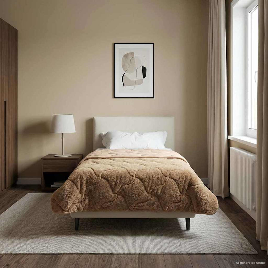 Zomer Dekbed Taupe 155 x 200 cm Microfiber en Teddy fleece