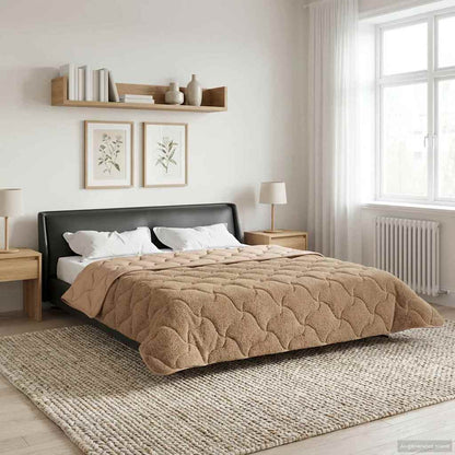 Zomer Dekbed Taupe 200 x 200 cm Microfiber en Teddy fleece