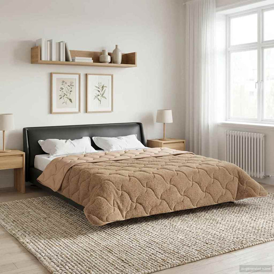 Zomer Dekbed Taupe 200 x 200 cm Microfiber en Teddy fleece
