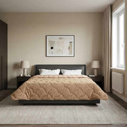 Zomer dekbed 200x200 cm taupe microfiber teddy fleece