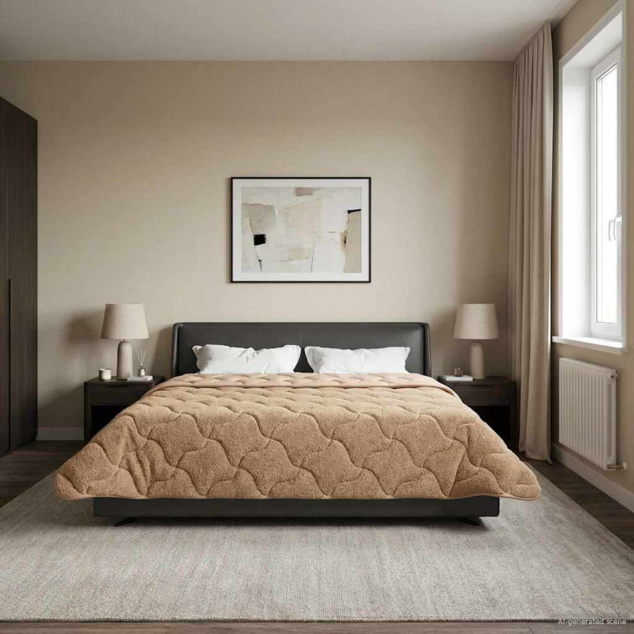 Zomer Dekbed Taupe 200 x 200 cm Microfiber en Teddy fleece