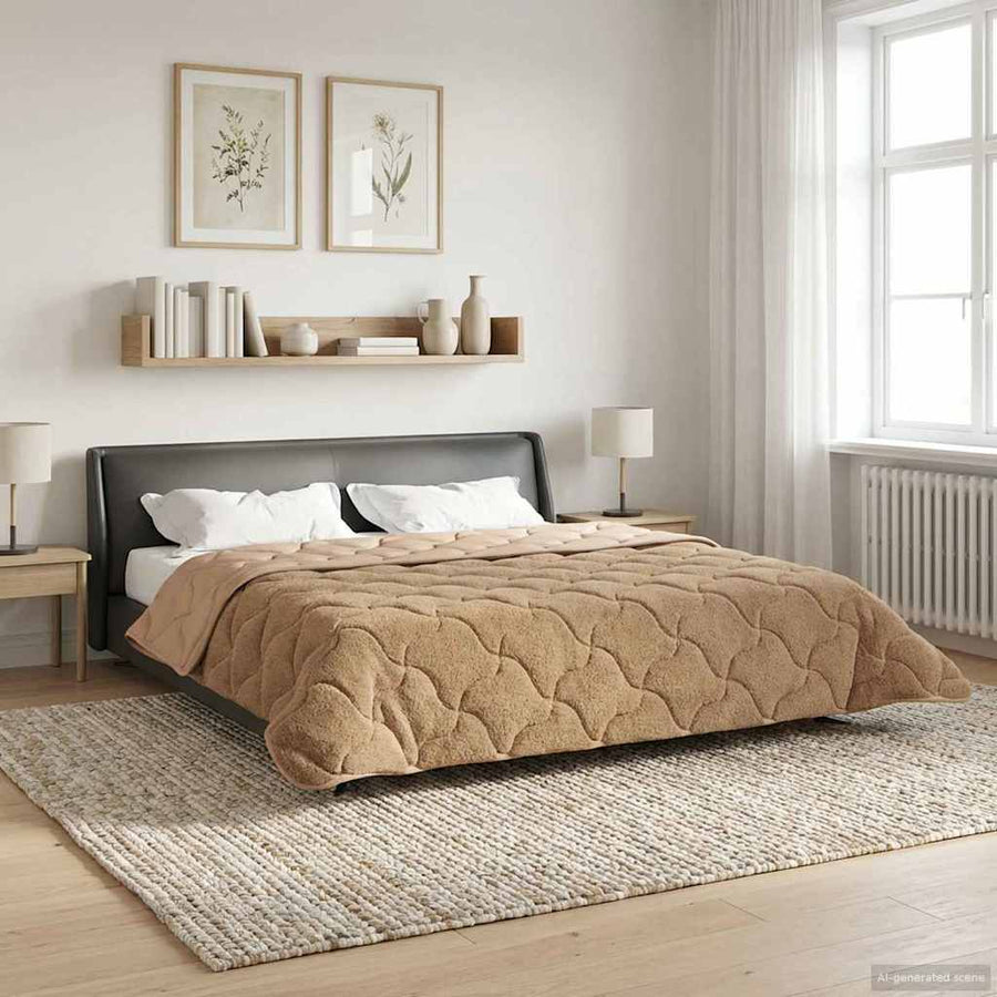 Zomer Dekbed Taupe 200 x 240 cm Microfiber en Teddy fleece