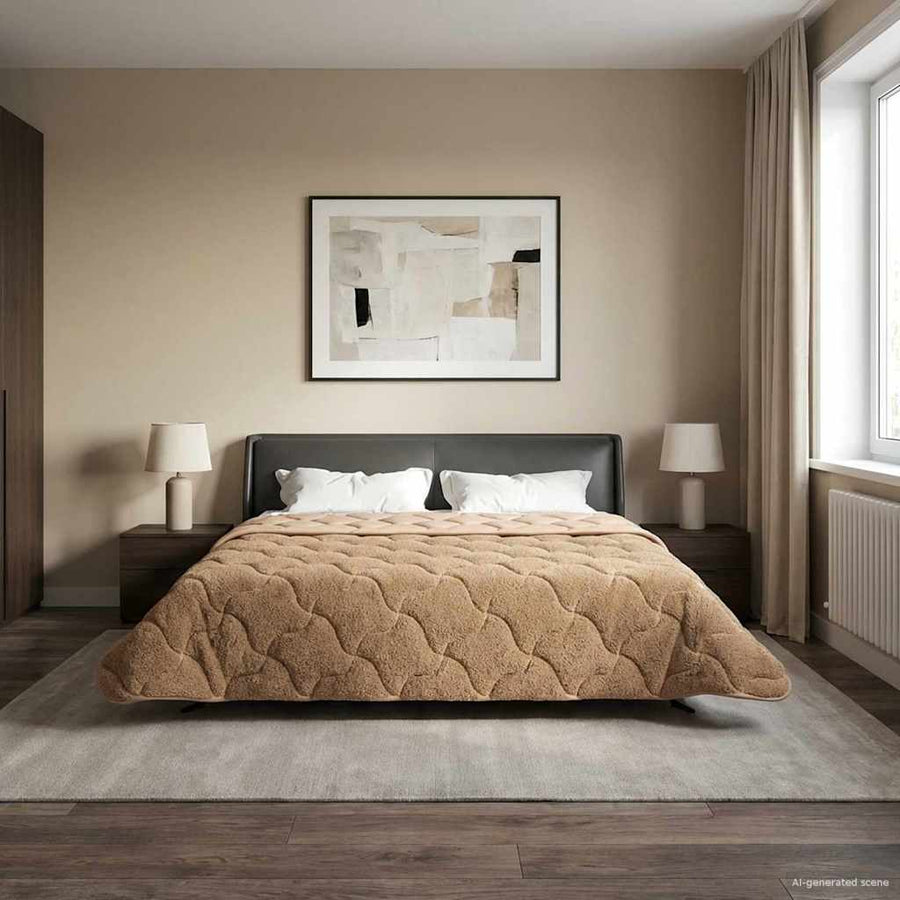 Zomer Dekbed Taupe 200 x 240 cm Microfiber en Teddy fleece