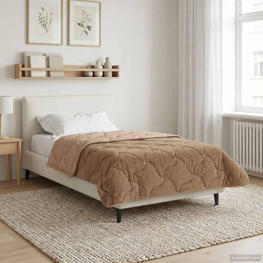 Zomer Dekbed Taupe 135 x 220 cm Microfiber en Teddy fleece