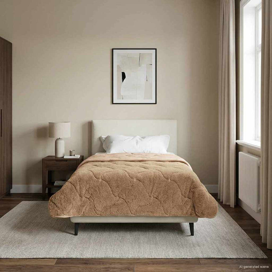 Zomer Dekbed Taupe 135 x 220 cm Microfiber en Teddy fleece