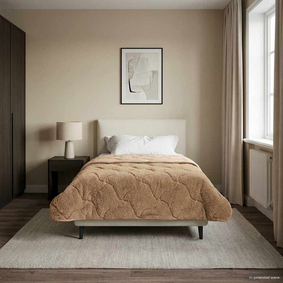 Zomer Dekbed Taupe 140 x 220 cm Microfiber en Teddy fleece