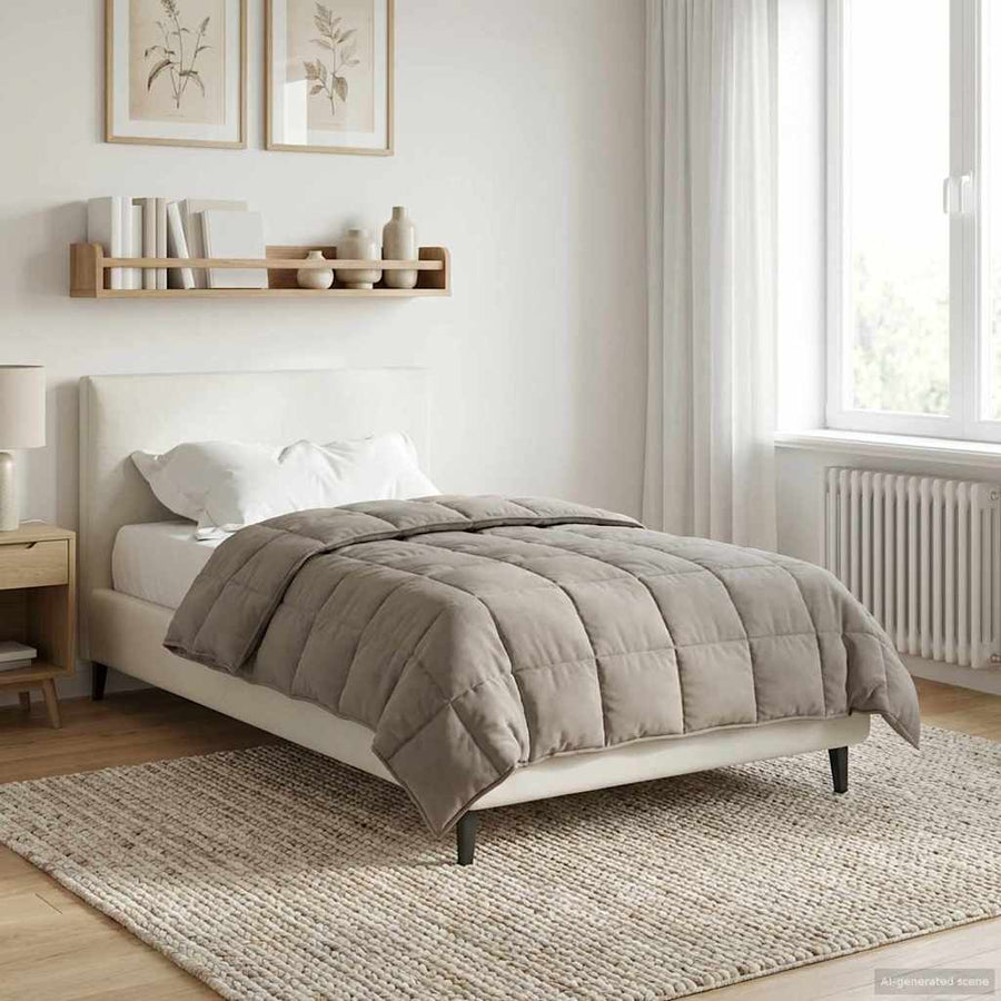 Zomer Dekbed Taupe 155 x 220 cm Microfiber en Teddy fleece