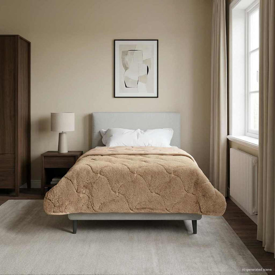 Zomer Dekbed Taupe 155 x 220 cm Microfiber en Teddy fleece