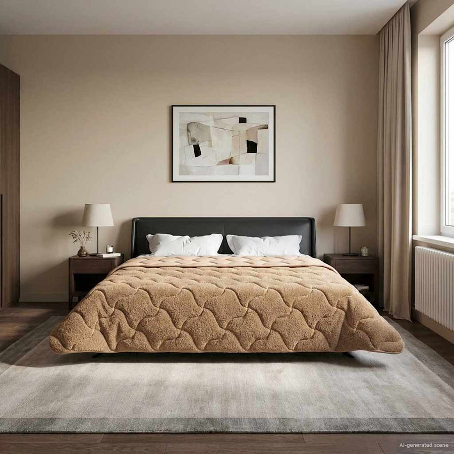 Zomer Dekbed Taupe 200 x 220 cm Microfiber en Teddy fleece