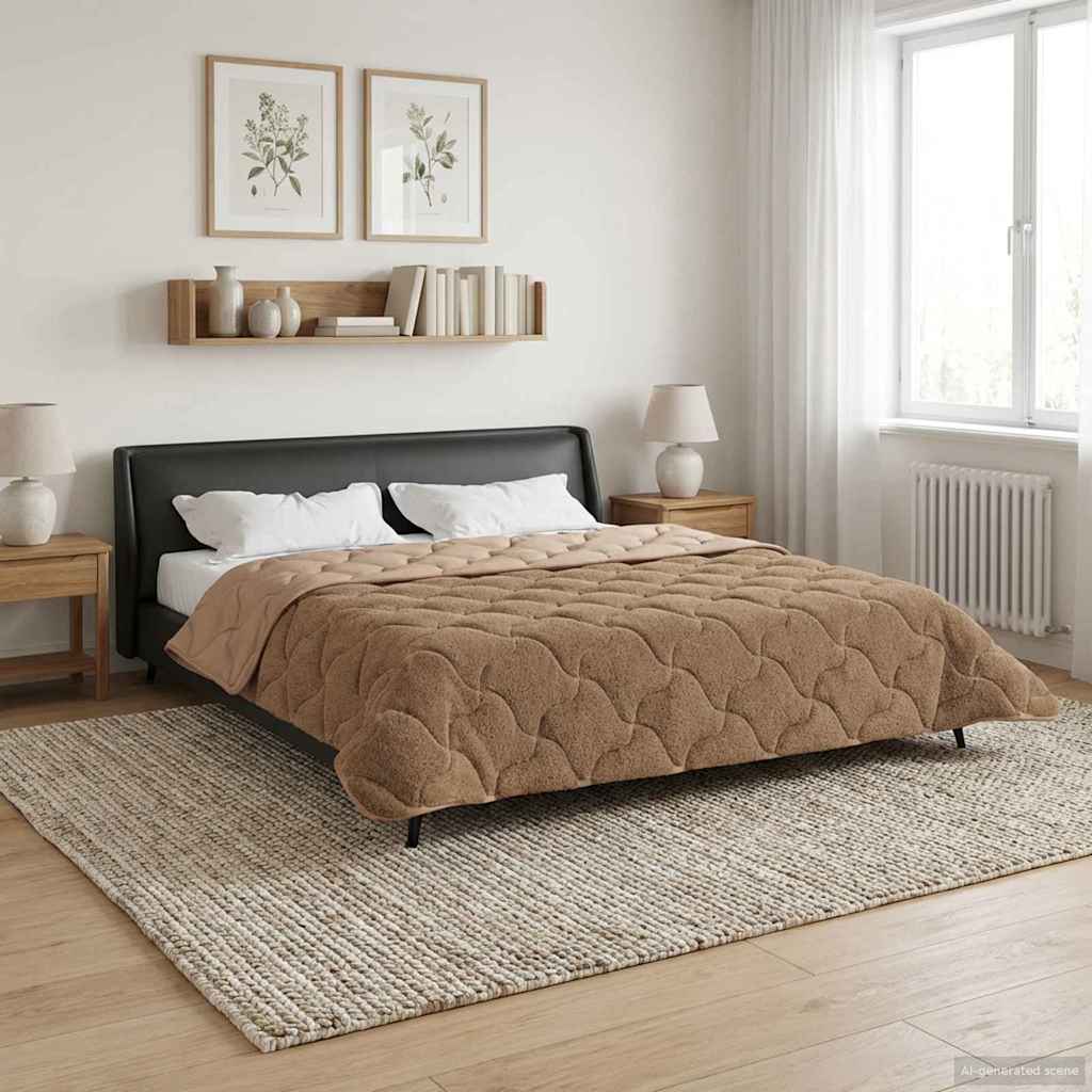 Zomer Dekbed Taupe 220 x 240 cm Microfiber en Teddy fleece