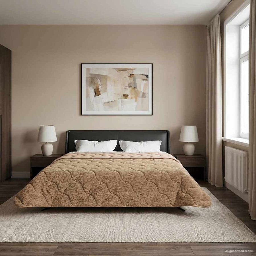 Zomer Dekbed Taupe 220 x 240 cm Microfiber en Teddy fleece