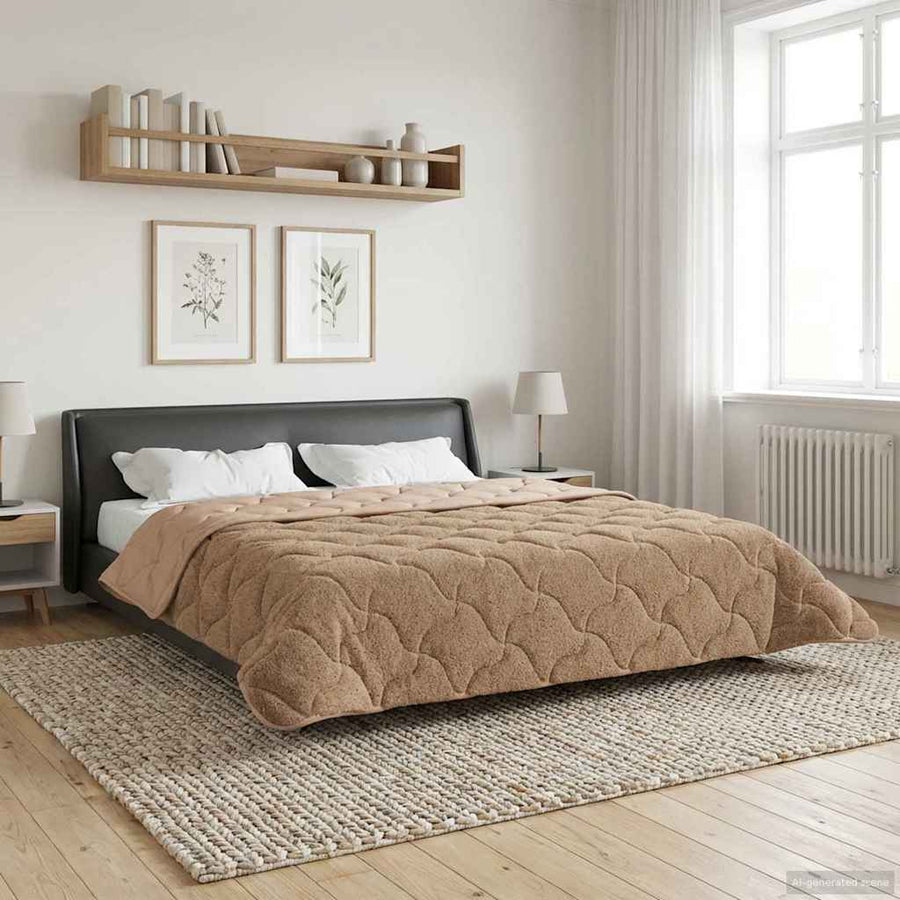 Zomer Dekbed Taupe 220 x 260 cm Microfiber en Teddy fleece