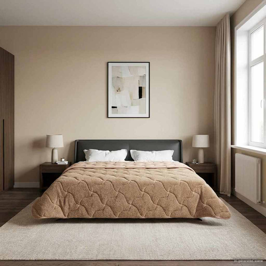 Zomer Dekbed Taupe 220 x 260 cm Microfiber en Teddy fleece