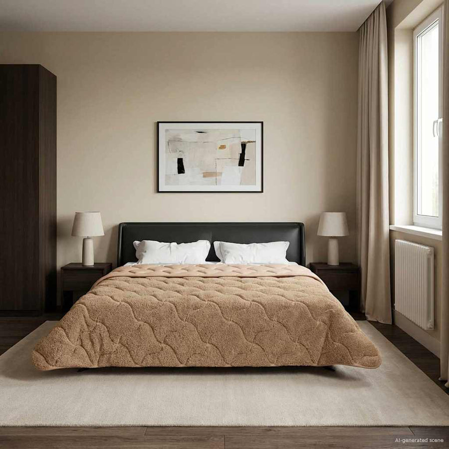 Zomer Dekbed Taupe 240 x 260 cm Microfiber en Teddy fleece