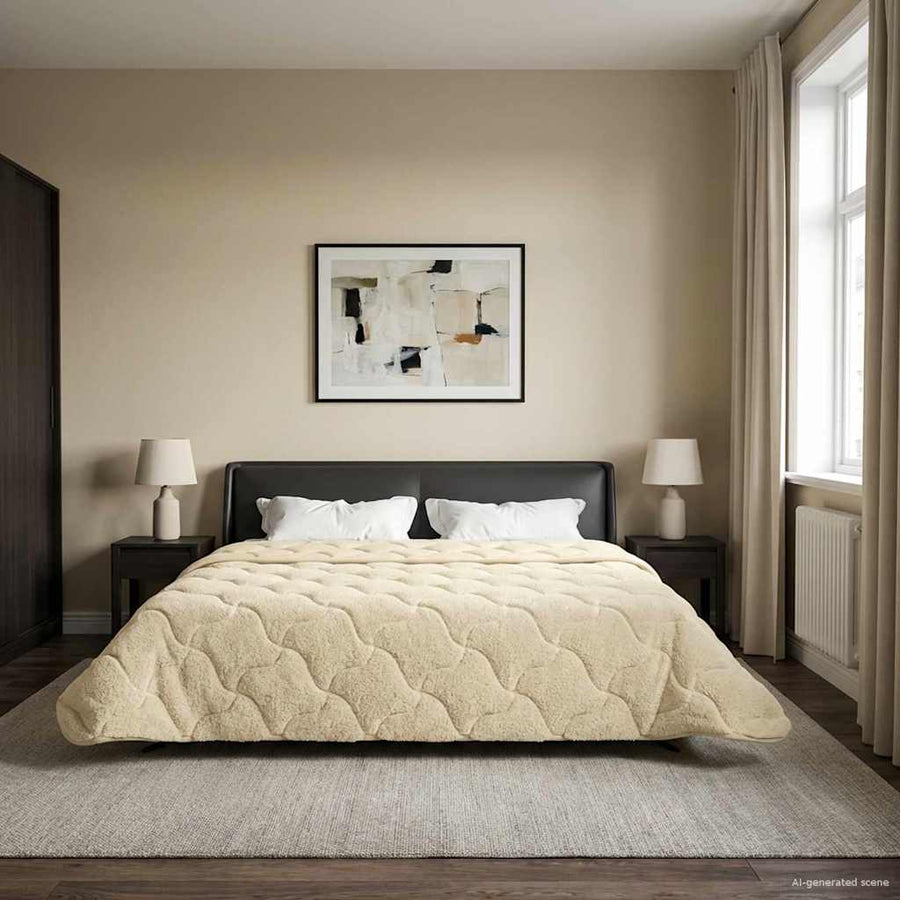 Zomer Dekbed Crème 200 x 240 cm Microfiber en Teddy fleece