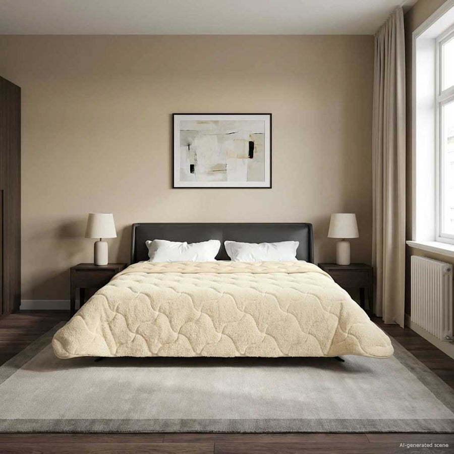 Zomer Dekbed Crème 220 x 240 cm Microfiber en Teddy fleece