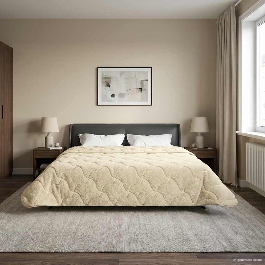 Zomer Dekbed Crème 220 x 260 cm Microfiber en Teddy fleece