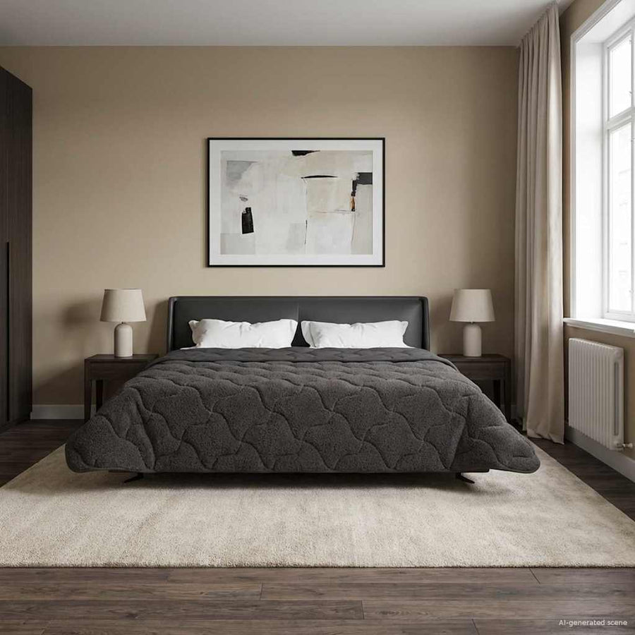 Vol jaar dekbed Gekwilt Antraciet 200 x 240 cm