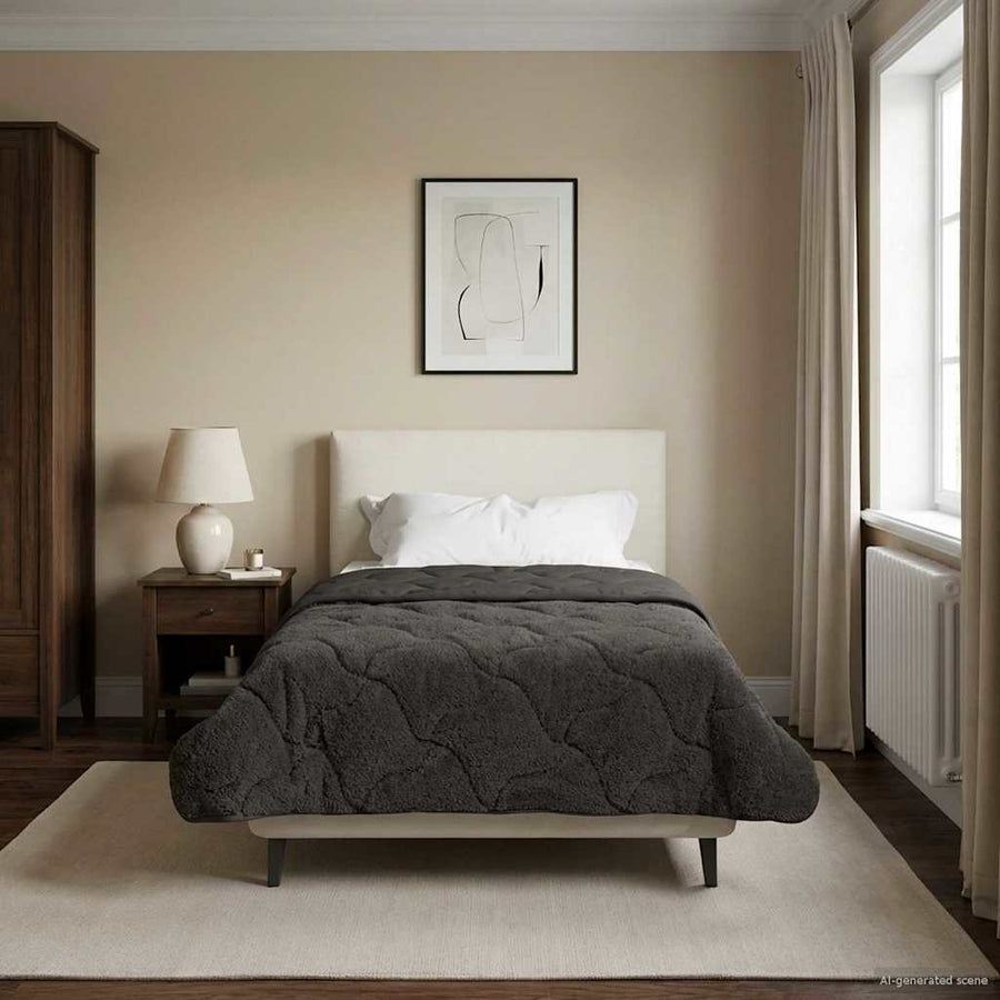 Vol jaar dekbed Gekwilt Antraciet 135 x 200 cm