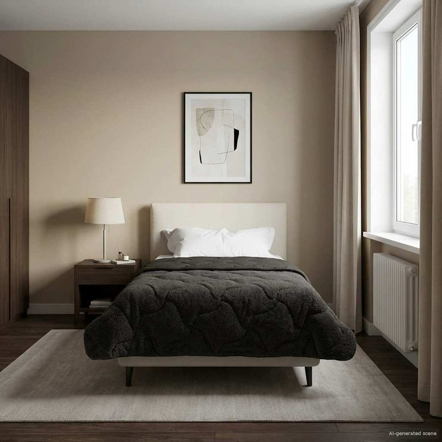 Vol jaar dekbed Gekwilt Antraciet 155 x 220 cm
