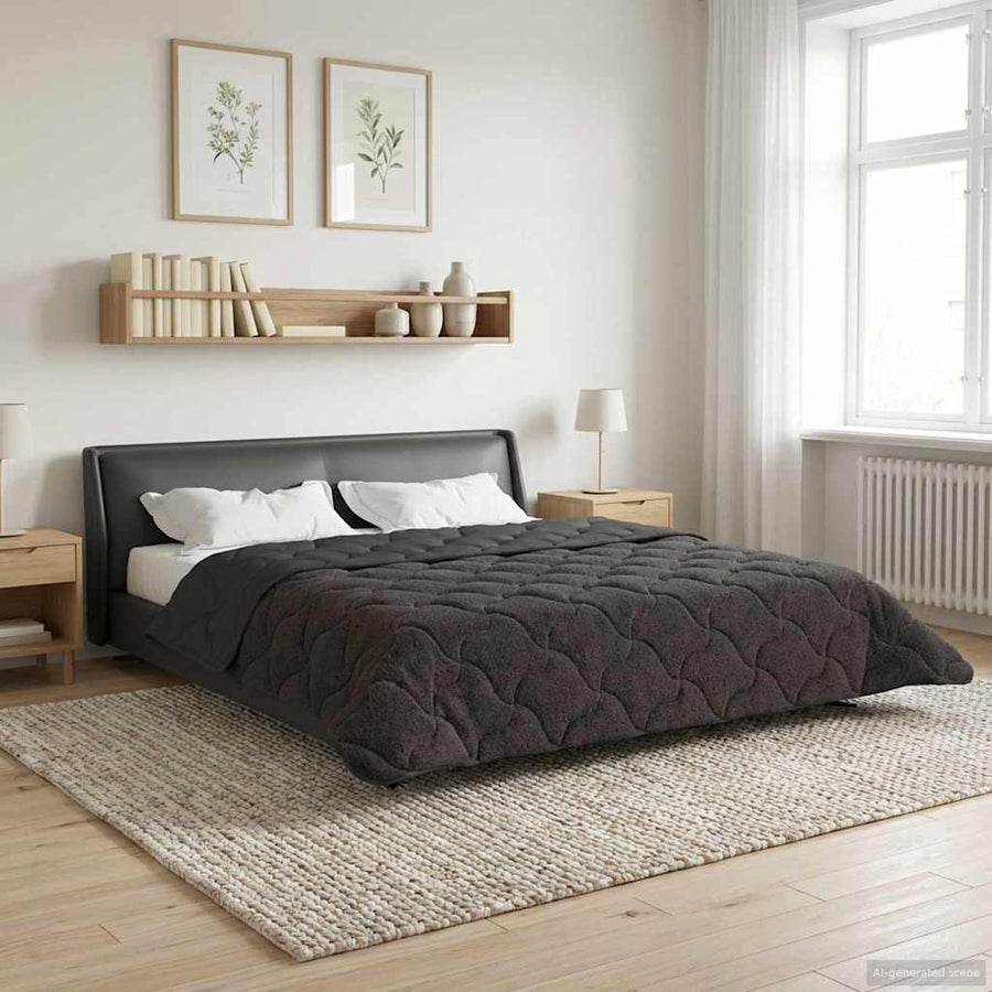 Vol jaar dekbed Gekwilt Antraciet 200 x 220 cm