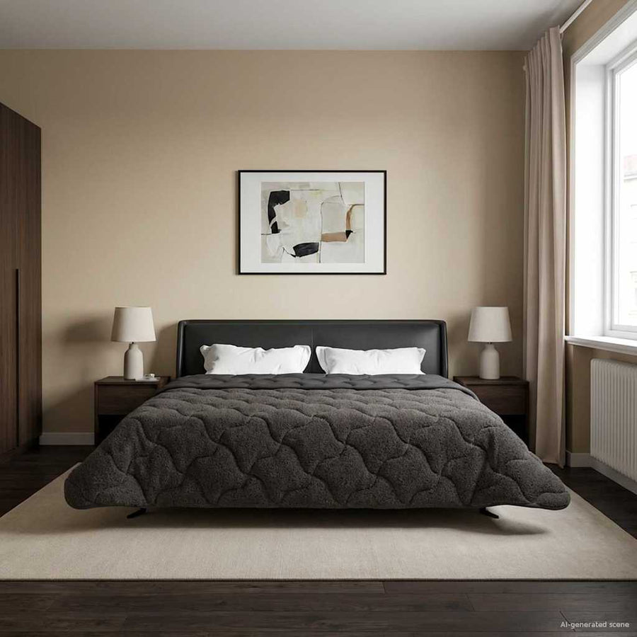 Vol jaar dekbed Gekwilt Antraciet 200 x 220 cm