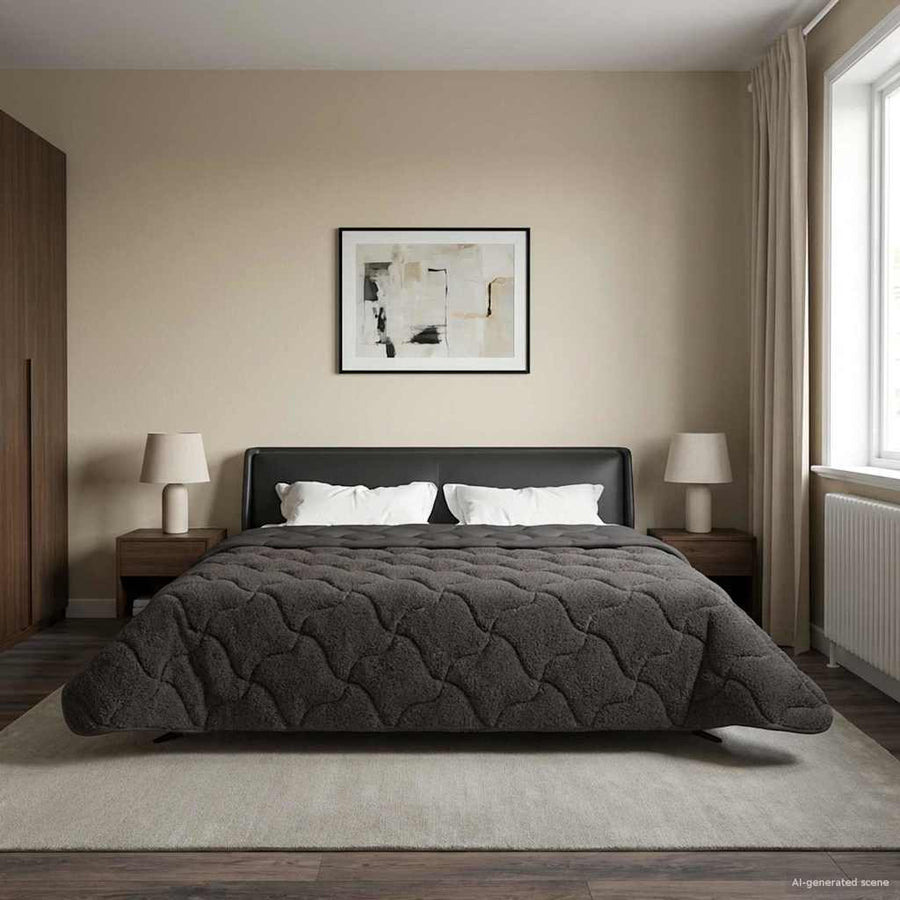 Vol jaar dekbed Gekwilt Antraciet 220 x 240 cm