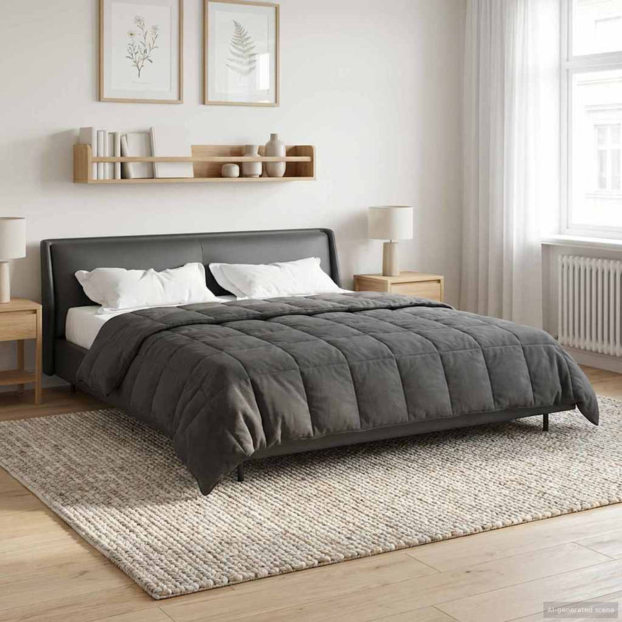 Vol jaar dekbed Gekwilt Antraciet 220 x 260 cm