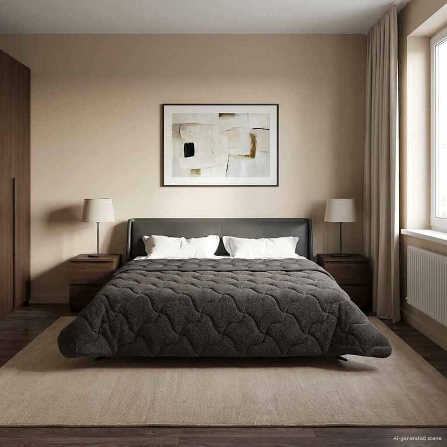 Vol jaar dekbed Gekwilt Antraciet 220 x 260 cm