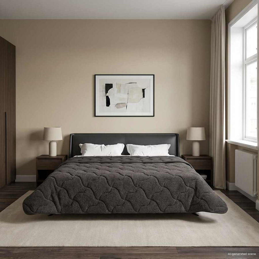 Vol jaar dekbed Gekwilt Antraciet 240 x 260 cm