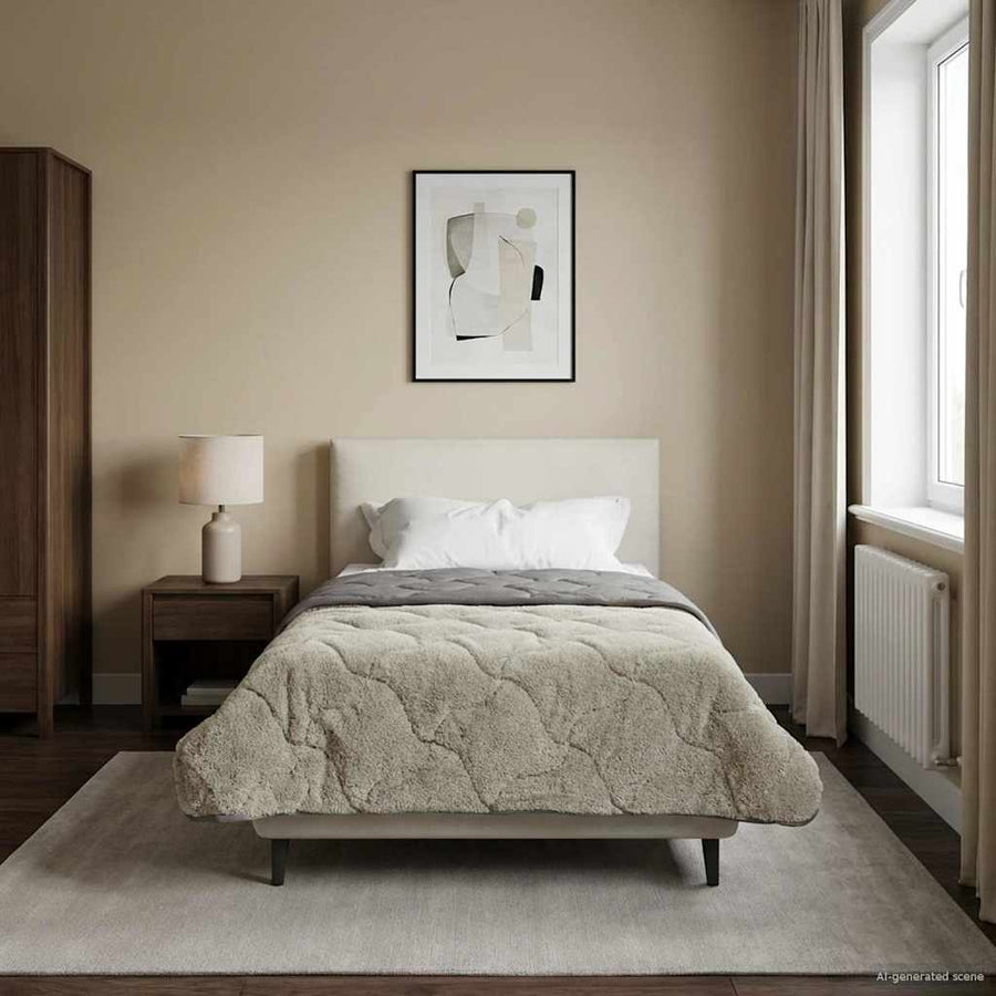 Vol jaar dekbed Gekwilt Lichtgrijs 135 x 200 cm