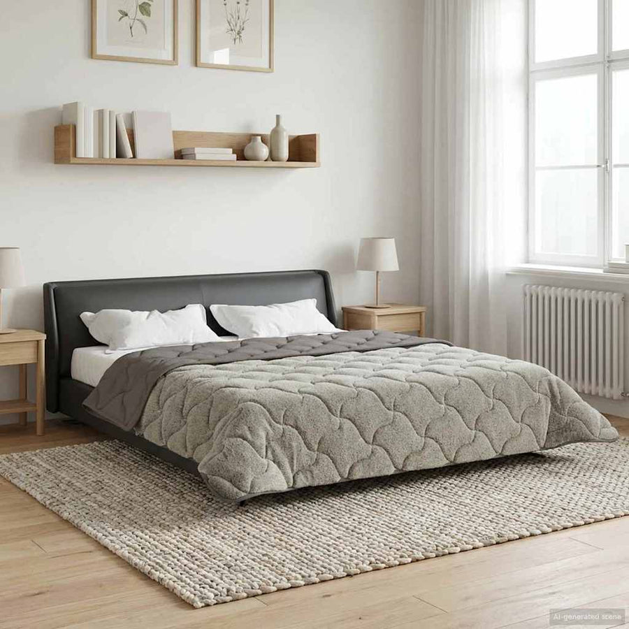 Vol jaar dekbed Gekwilt Lichtgrijs 240 x 260 cm