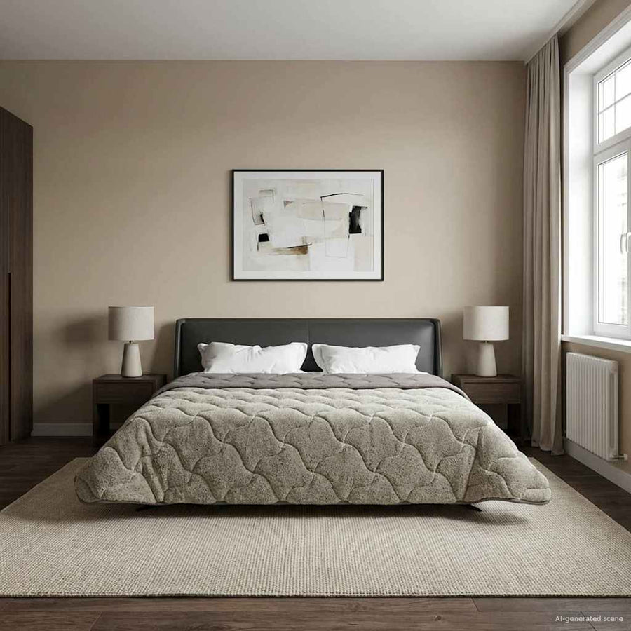 Vol jaar dekbed Gekwilt Lichtgrijs 240 x 260 cm