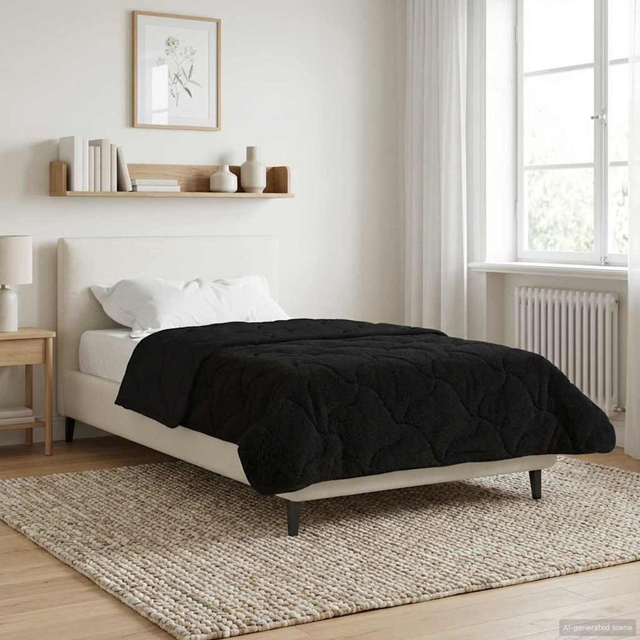 Vol jaar dekbed Zwart 140 x 220 cm Microfiber en Teddy fleece