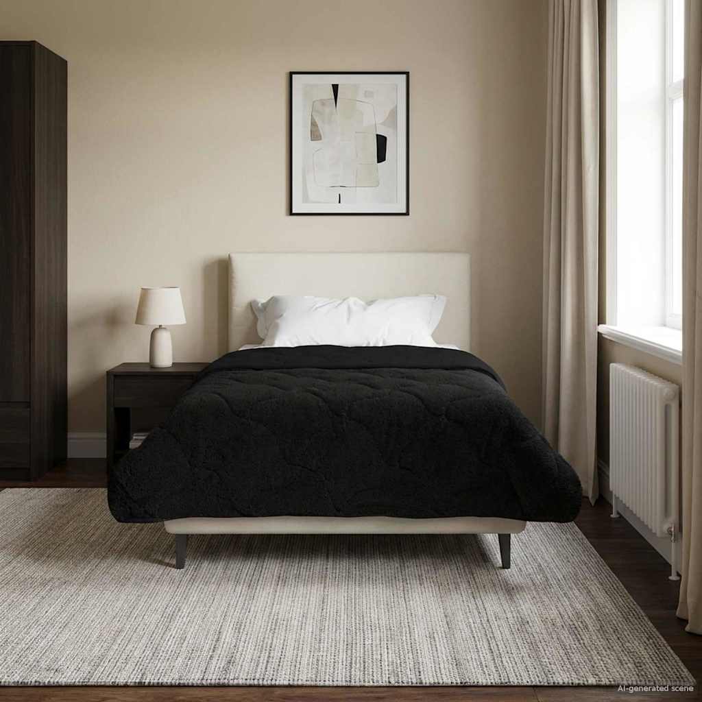 Vol jaar dekbed Zwart 155 x 200 cm Microfiber en Teddy fleece