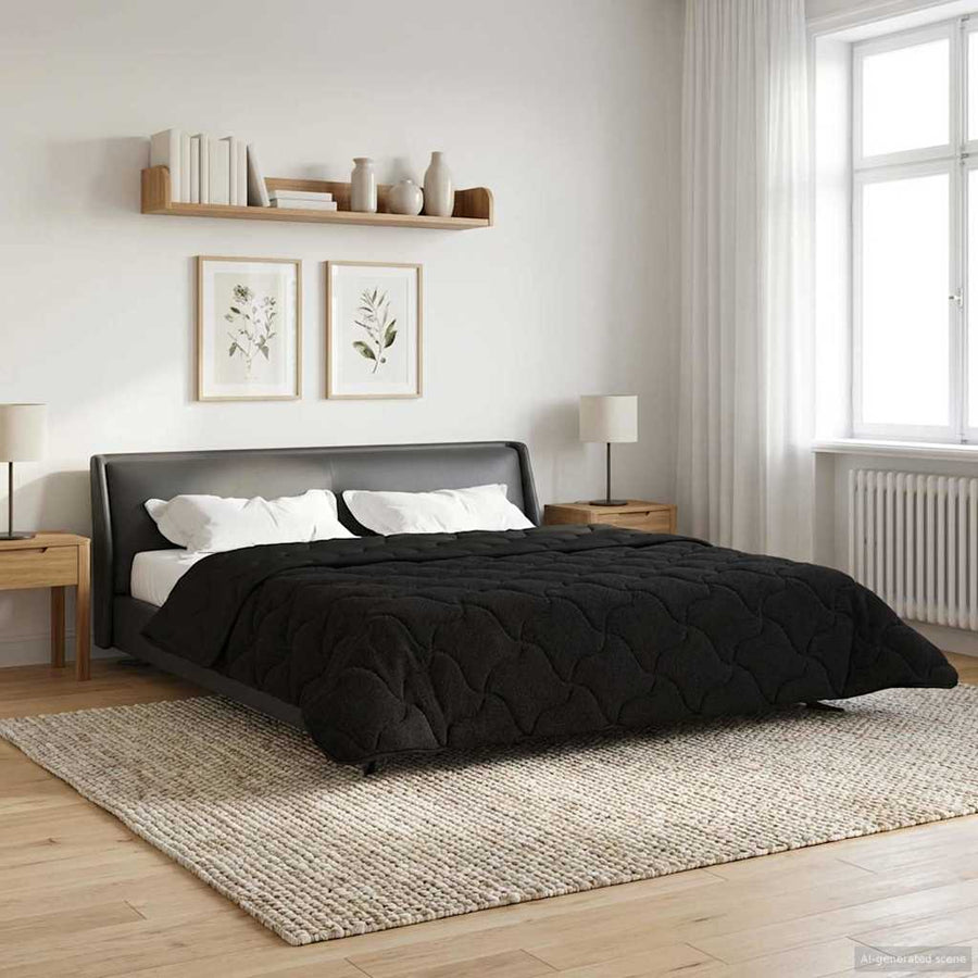 Vol jaar dekbed Zwart 200 x 200 cm Microfiber en Teddy fleece