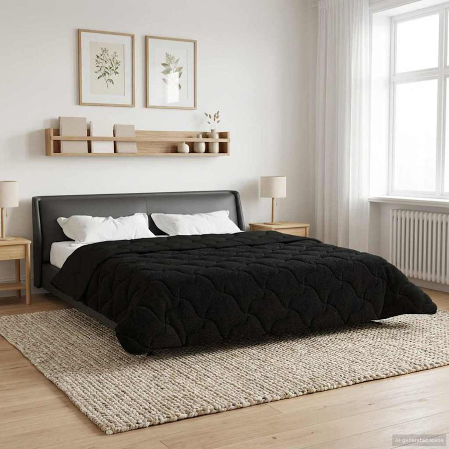 Vol jaar dekbed Zwart 200 x 240 cm Microfiber en Teddy fleece
