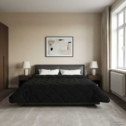 Vol jaar dekbed Zwart 200 x 240 cm Microfiber en Teddy fleece