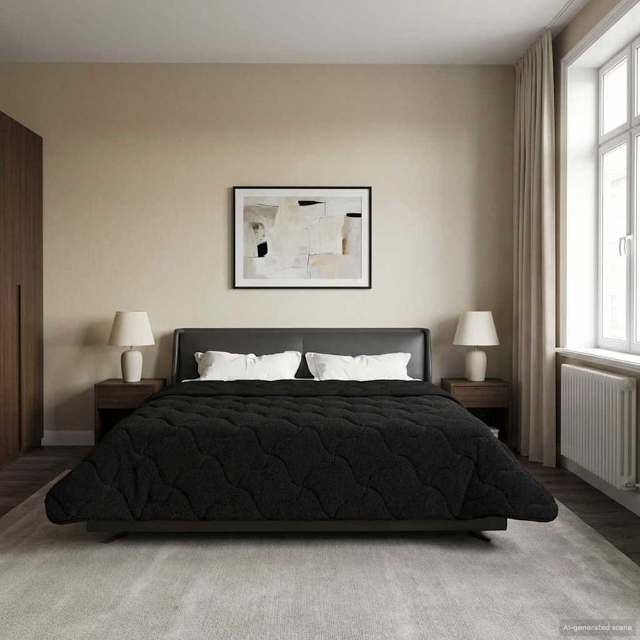 Vol jaar dekbed Zwart 200 x 240 cm Microfiber en Teddy fleece