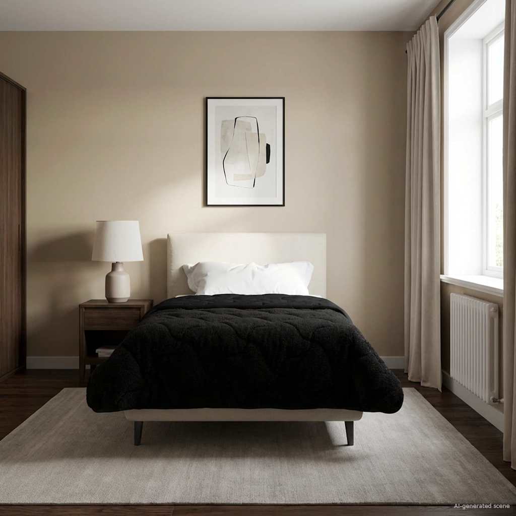 Vol jaar dekbed Zwart 135 x 220 cm Microfiber en Teddy fleece