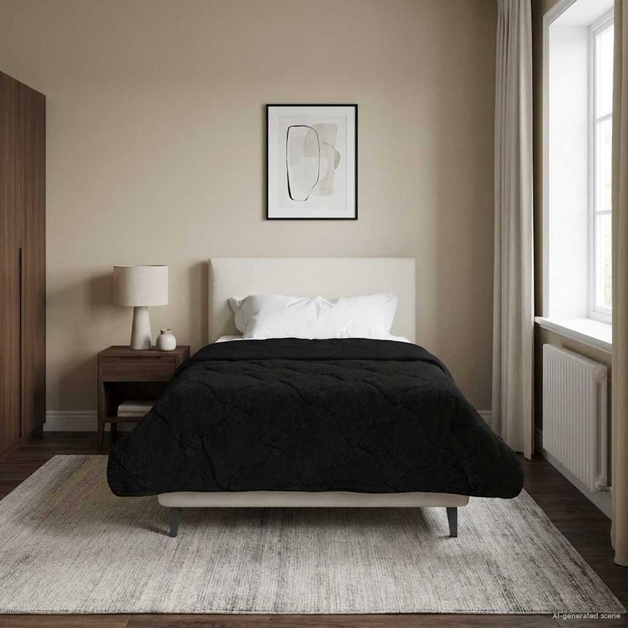 Vol jaar dekbed Zwart 140 x 220 cm Microfiber en Teddy fleece