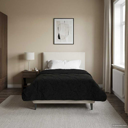 Vol jaar dekbed Zwart 155 x 220 cm Microfiber en Teddy fleece