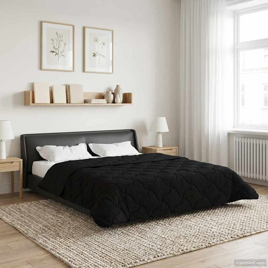 Vol jaar dekbed Zwart 200 x 220 cm Microfiber en Teddy fleece